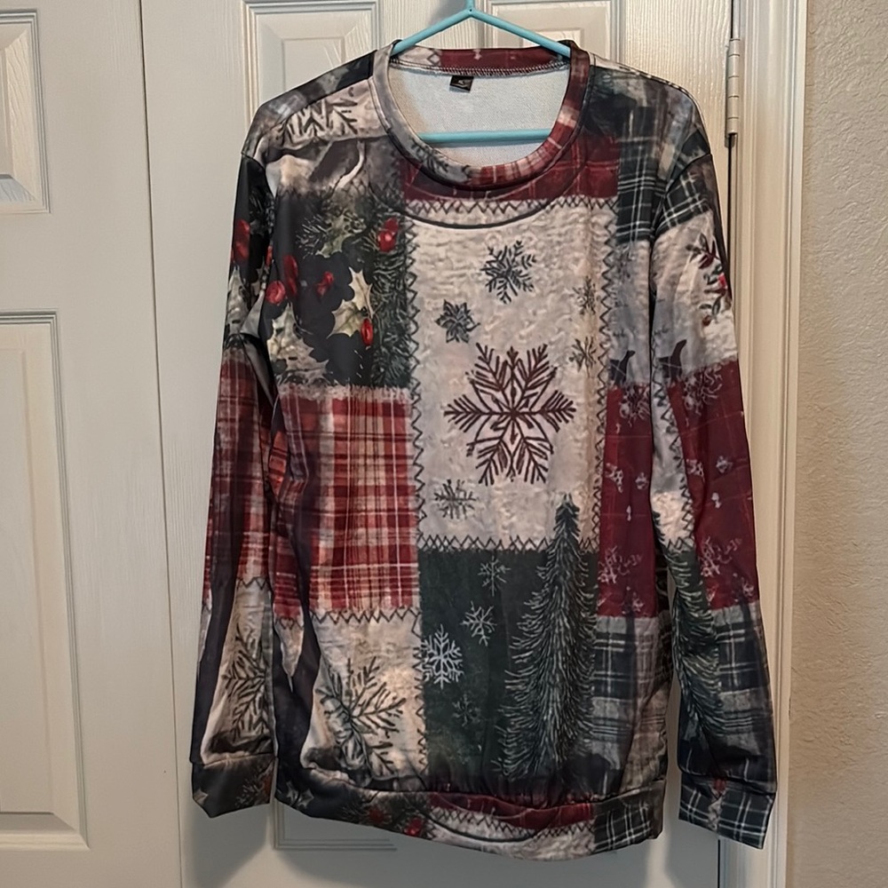 Festive Patchwork Long Sleeve Shirt